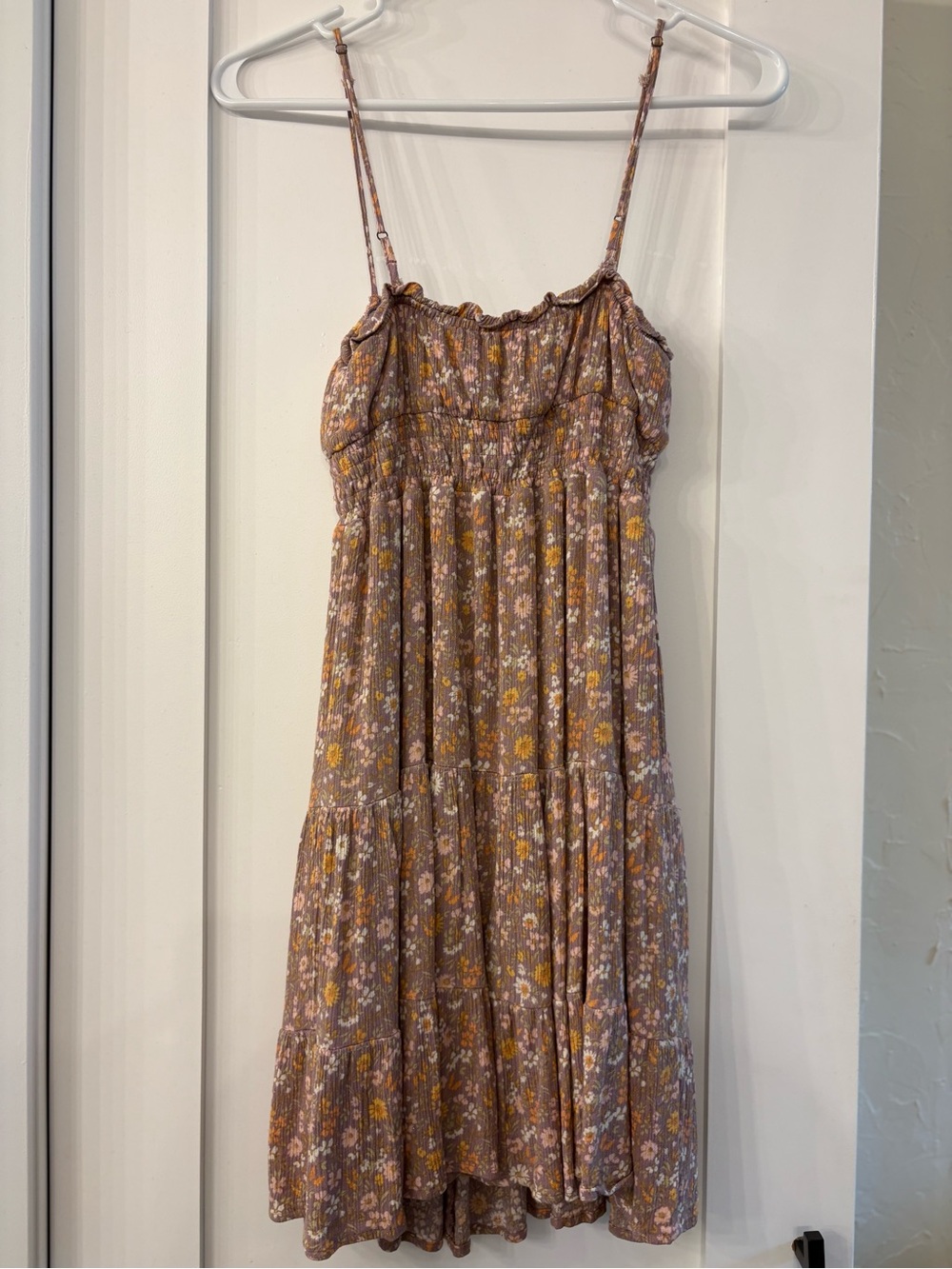 Floral Spaghetti Strap Midi Dress - Brown/pinkish